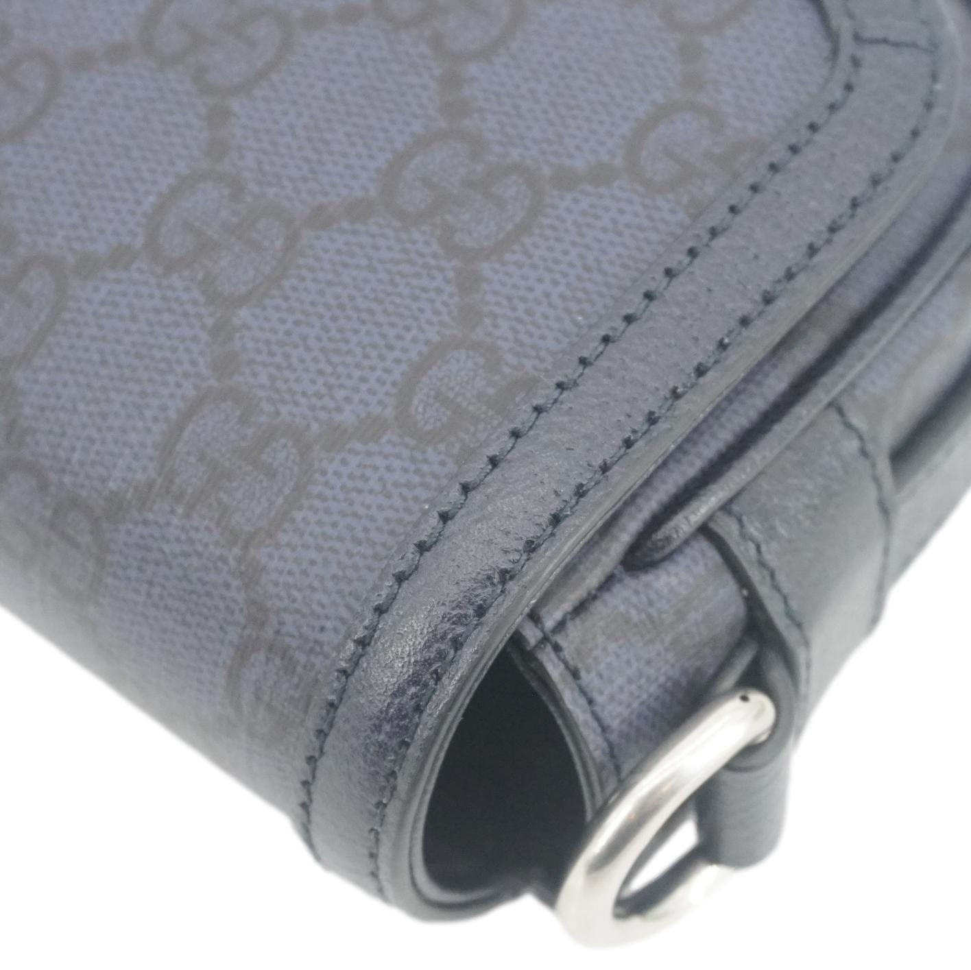 GUCCI Ophidia Super Mini GG Supreme Canvas Shoulder Bag Navy Blue 795466