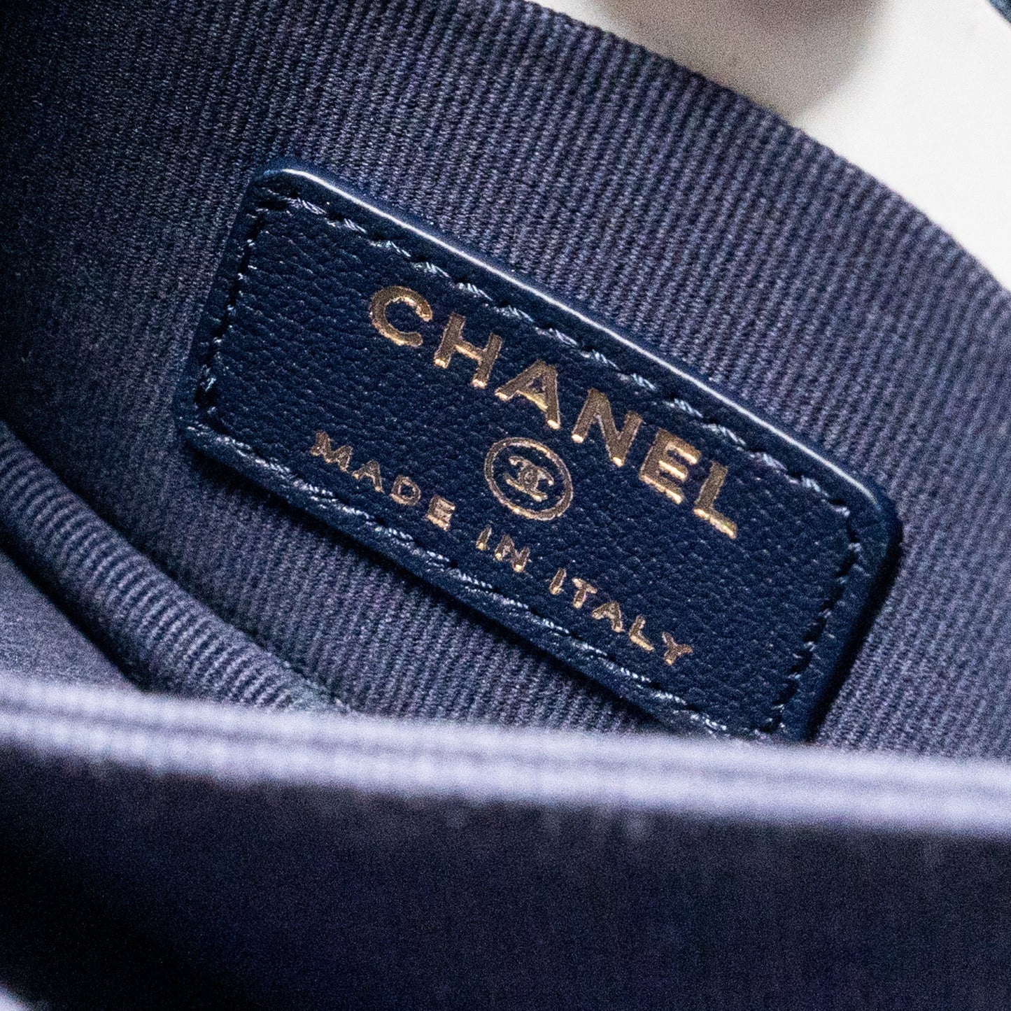 Chanel top handle mini flap Clutch Lambskin Navy L (microchip)
