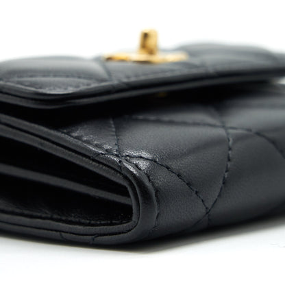 Chanel Pearl Crush Clutch With Chain Lambskin Black