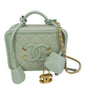 CHANEL Vanity Case Filigree CC Small Caviar Quilted Shoulder Bag Light Green