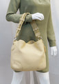 PRADA Cream Leather Daino Hobo Shoulder Bag