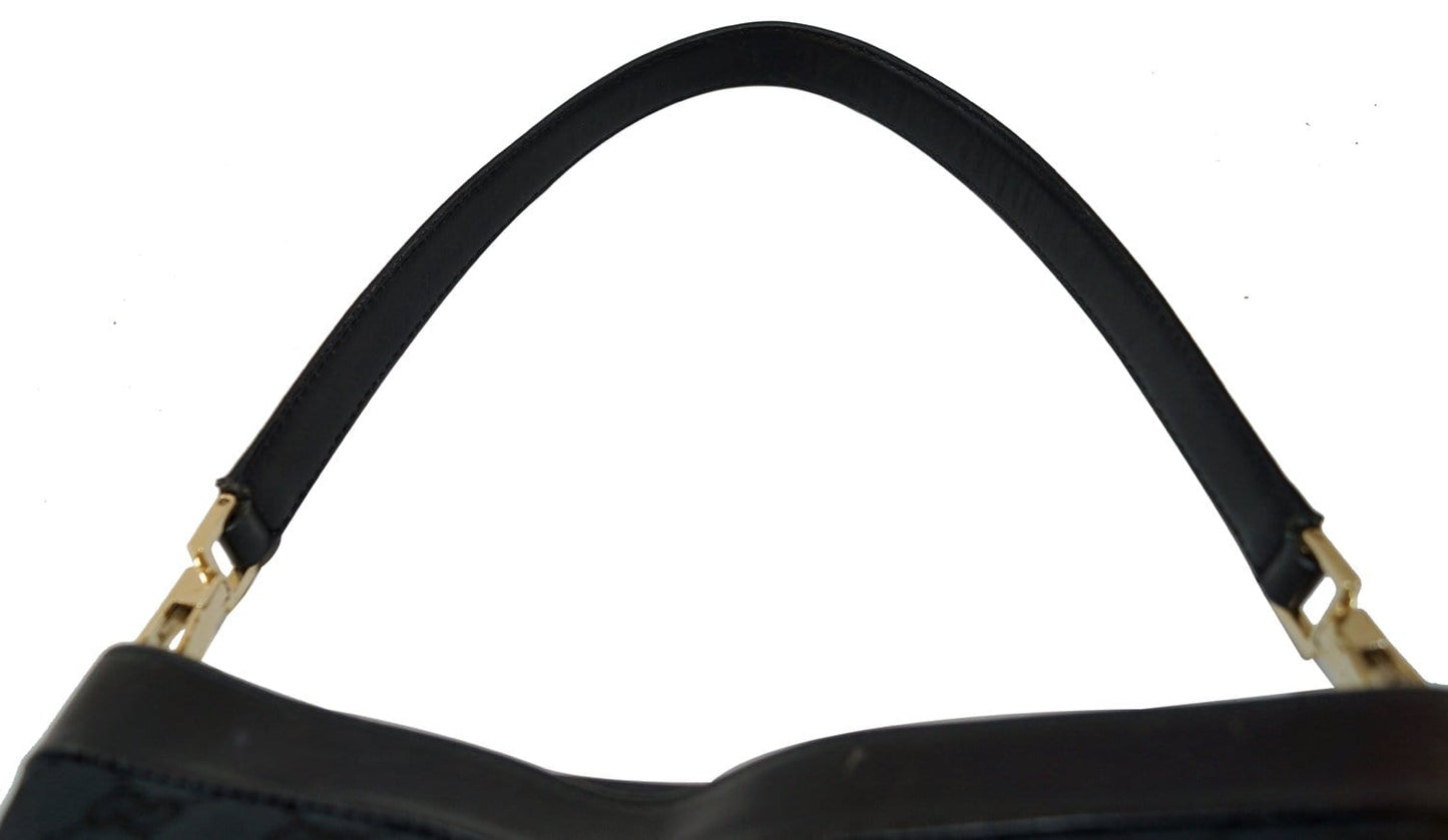 GUCCI GG Signature Monogram Black Leather Shoulder Bag