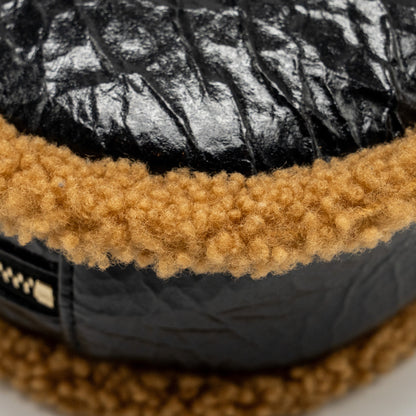 Chanel Shearling CC Round Clutch with Chain Shiny Crumpled Sheepskin Black/Light Brown L