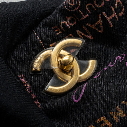 Chanel Denim Graffiti Shoulder bag black  (microchip)