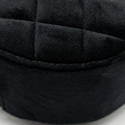 Chanel Pearl Crush Round Clutch Quilted Velvet Black L