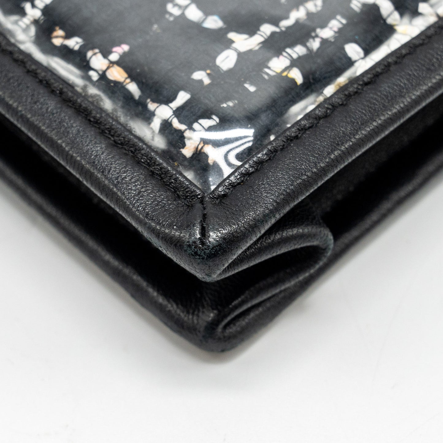 Chanel Letter Logo Clutch Bag Tweed PVC/Lambskin Black L
