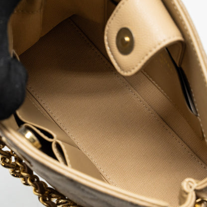 Chanel CC Logo Quilted Mini Clutch with Chain Caviar Beige  (Microchip)