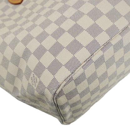 LOUIS VUITTON Neverfull MM Damier Azur Tote Shoulder Bag White