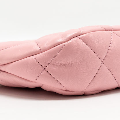 Chanel 22k Hobo Shoulder Bag with Logo Chain Lambskin Pink  (microchip)