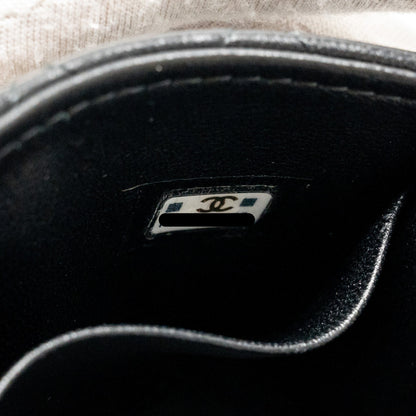 Chanel Detailed Top Handle Mini Clutch with Chain Lambskin Black  (Microchip)