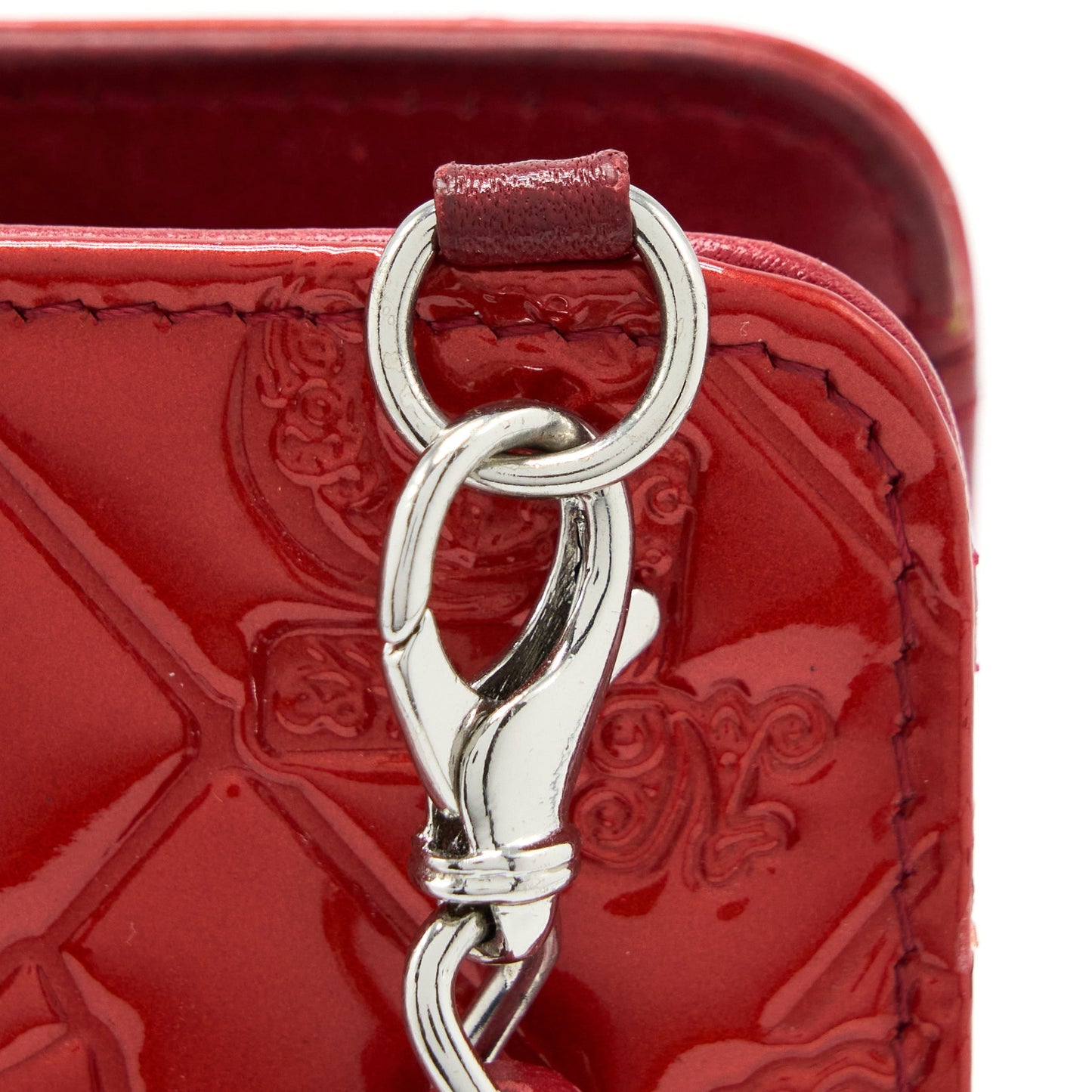 Chanel Vintage Leather Charm Printed Chain Shoulder Bag Red