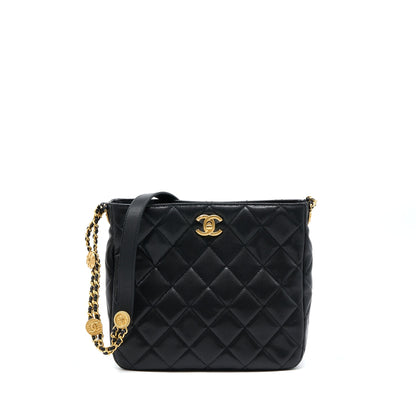 Chanel 22A Twist Your Buttons Hobo Shoulder Bag Caviar Black  (Microchip)