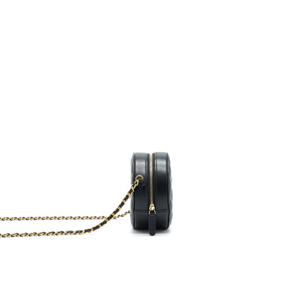 Chanel Round Clutch with Chain Black Brushed