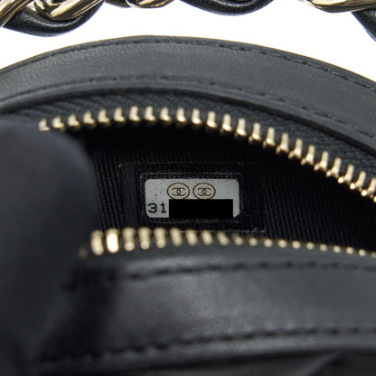 Chanel Round Clutch With Chain Lambskin Black L
