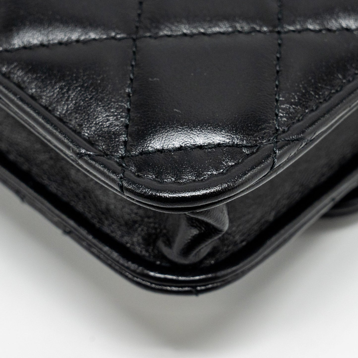 Chanel 21A Gold Crush Mini Flap Clutch with Adjustable Chain Calfskin Black