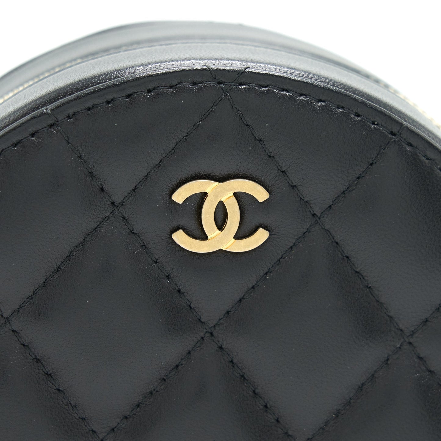 Chanel Round Clutch with Chain Black Brushed