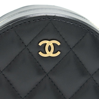 Chanel Round Clutch with Chain Black Brushed