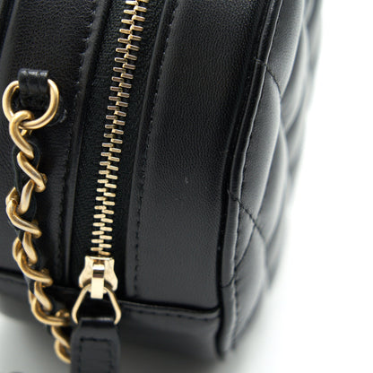 Chanel Round Clutch with Chain Black Brushed