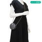 CHANEL Round Quilted Iridescent Caviar Leather Clutch Crossbody Bag Green