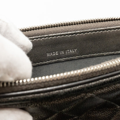 Chanel CC Filigree Double Zip Clutch with Chain Caviar Grey