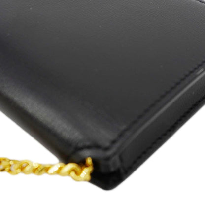 YVES SAINT LAURENT Cassandre Phone Holder Leather Shoulder Bag Black