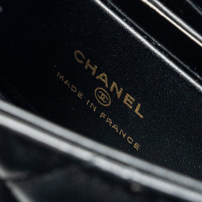 Chanel 22B Top Handle Mini Flap Clutch Lambskin black  (Microchip)