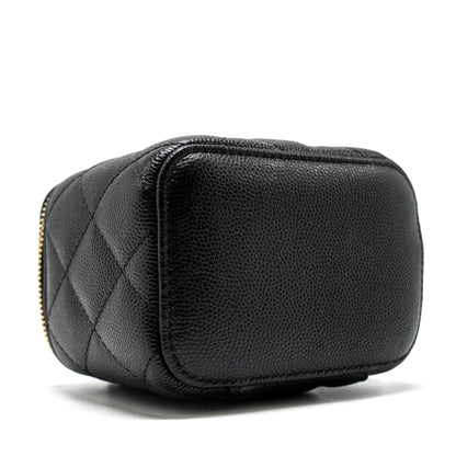 Chanel Small Vanity Clutch with Chain CC Pearl Caviar Black L