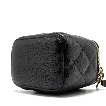 Chanel Small Vanity Clutch with Chain CC Pearl Caviar Black L