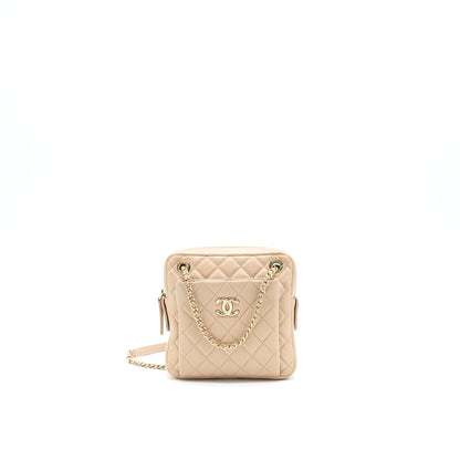 Chanel Quilted Chain Shoulder Bag/ Crossbody Bag beige L