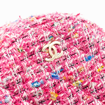 Chanel Round Clutch with Chain Tweed Pink/Multicolour L