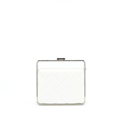 Chanel Quilted Clutch Lambskin White