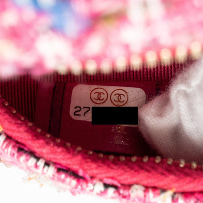 Chanel Round Clutch with Chain Tweed Pink/Multicolour L
