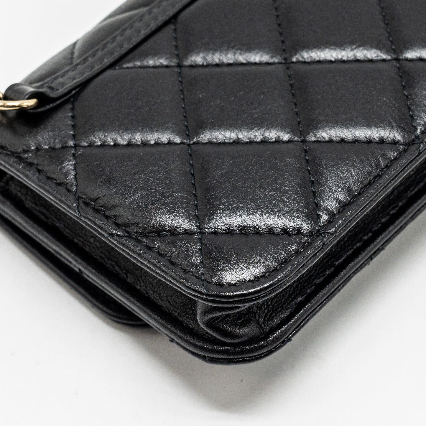 Chanel CC Logo Clutch with Giant Pearl Chain Lambskin Black L