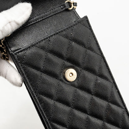 Chanel Classic Phone Clutch with Pouch on Chain Caviar Black L