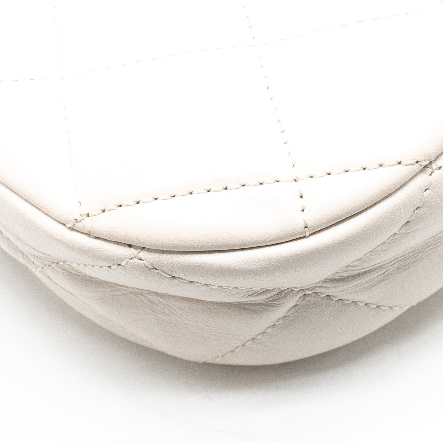 Chanel 23K Hobo Shoulder Bag Calfskin White  (Microchip)