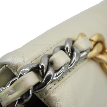 CHANEL Iridescent 19 Flap Calfskin Quilted Leather Shoulder Bag Metallic Gold