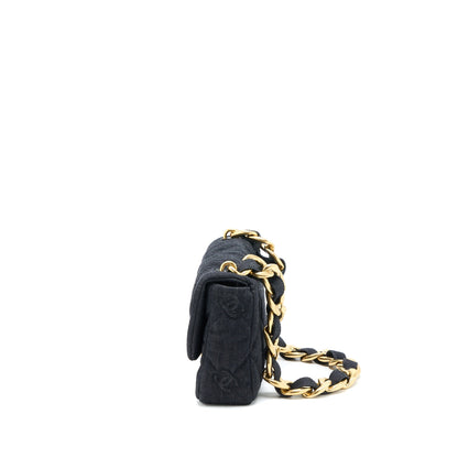 Chanel 22S Giant Chain Flap Shoulder Bag Denim Dark Blue Brushed  (Microchip)