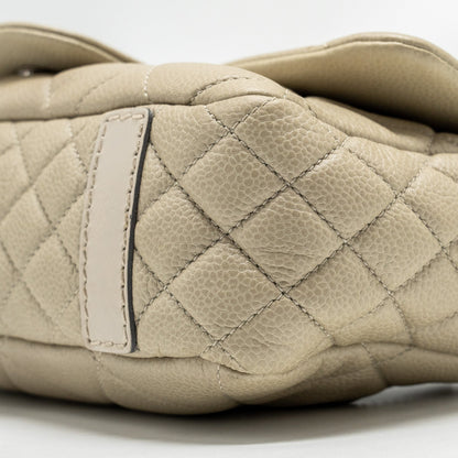 Chanel quilted flap shoulder bag caviar light beige ruthenium