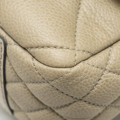 Chanel quilted flap shoulder bag caviar light beige ruthenium