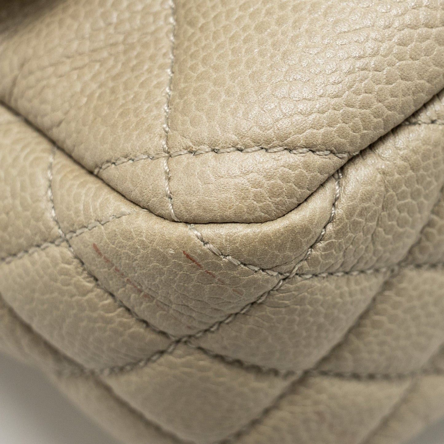 Chanel quilted flap shoulder bag caviar light beige ruthenium
