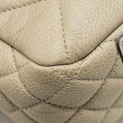 Chanel quilted flap shoulder bag caviar light beige ruthenium