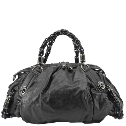 GUCCI Galaxy Medium Leather Top Handle Shoulder Bag Black 228838