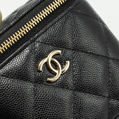 Chanel Small Vanity Clutch with Chain CC Pearl Caviar Black L