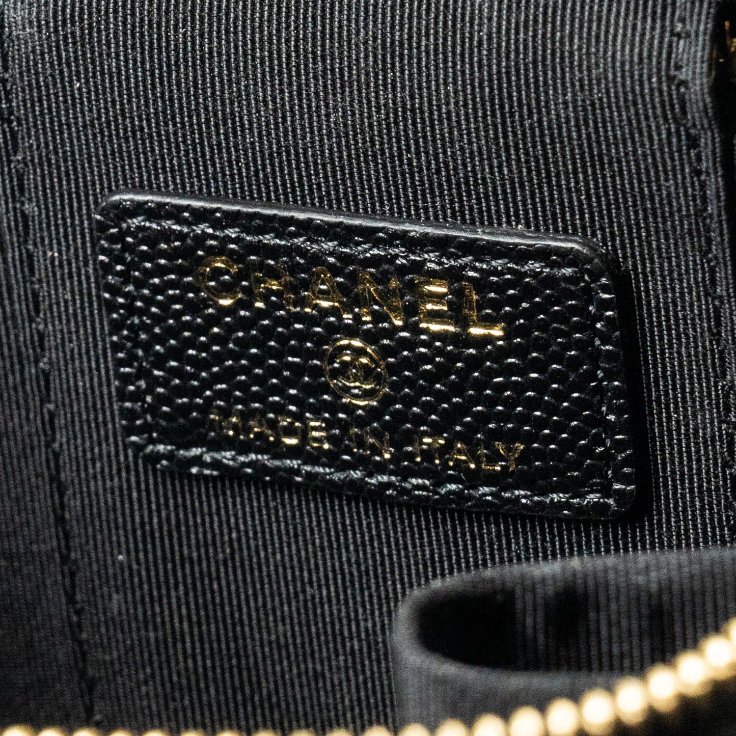 Chanel Small Vanity Clutch with Chain CC Pearl Caviar Black L