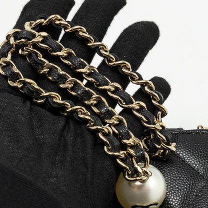 Chanel Small Vanity Clutch with Chain CC Pearl Caviar Black L
