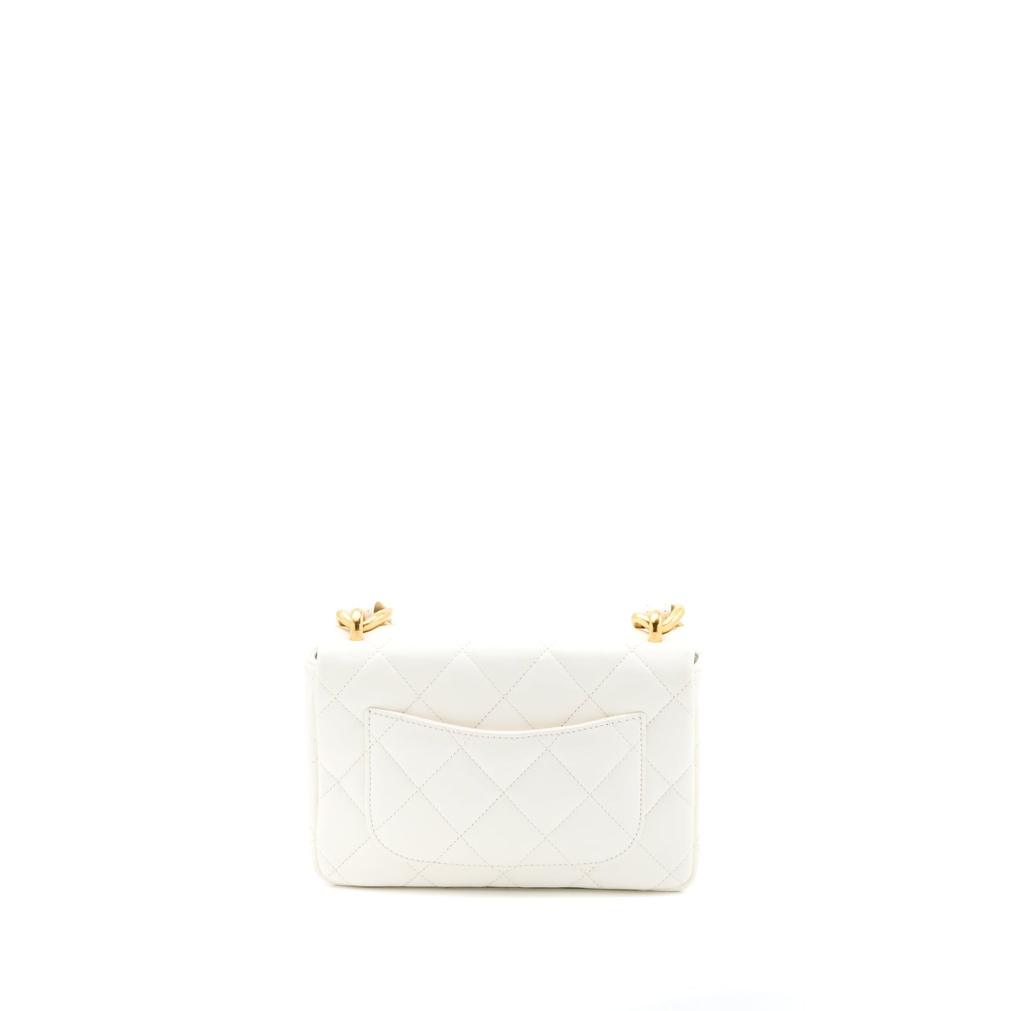 Chanel 22S Giant Chain Flap Shoulder Bag Lambskin White Brushed  (Microchip)