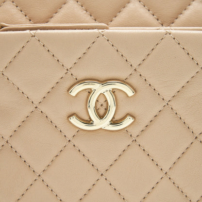 Chanel Quilted Chain Shoulder Bag/ Crossbody Bag beige L