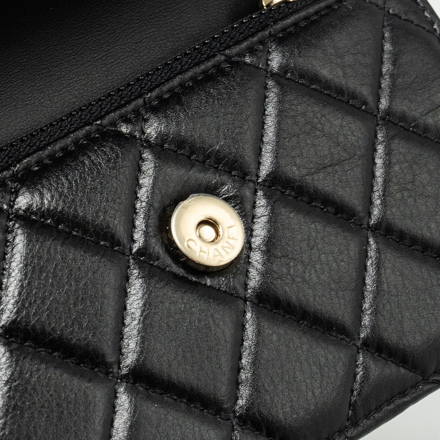 Chanel CC Logo Clutch with Giant Pearl Chain Lambskin Black L
