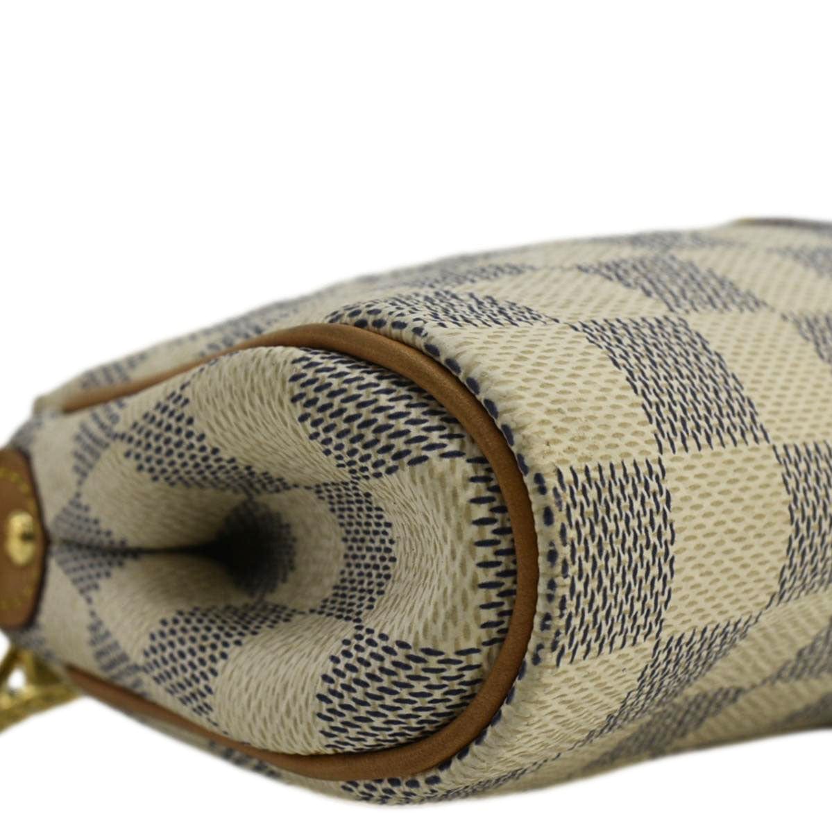 LOUIS VUITTON Pochette Eva Damier Azur Crossbody Clutch Bag White