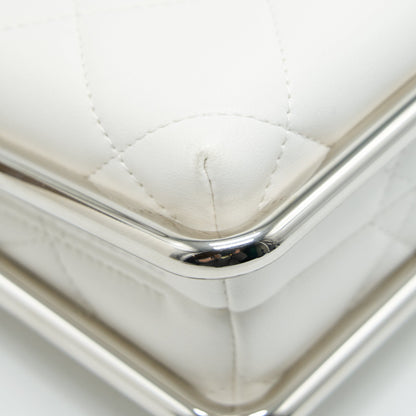 Chanel Quilted Clutch Lambskin White